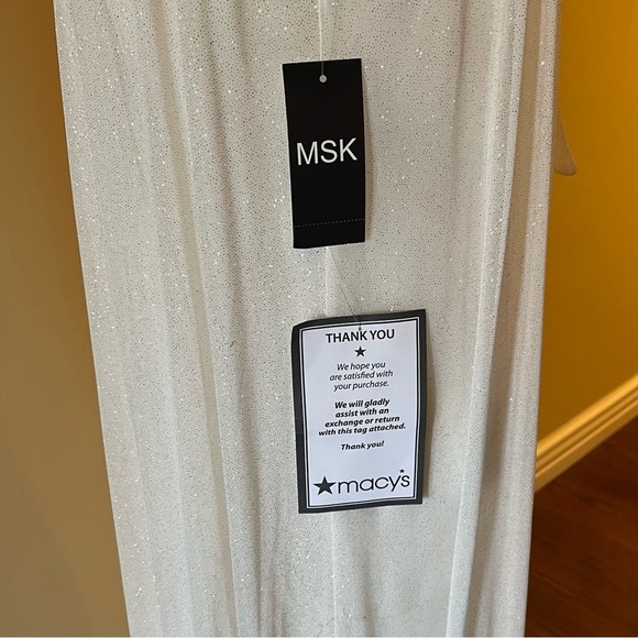 MSK High-Neck Sparkle-Mesh Wide-Leg Jumpsuit-Ivory/Gold - Picture 8 of 9